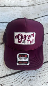 Gig 'Em Y'all Otto Trucker Cap (Beige)