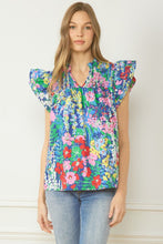 The Milan Floral Print V-Neck Ruffle Sleeve Top