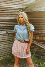 Rowdy Ruffles Top (Light Denim)