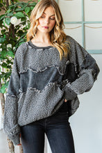 Washed Fabric Mixed Pullover (Black)