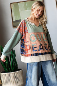 Love and Peace Pullover Top (Green)