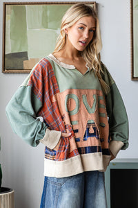 Love and Peace Pullover Top (Green)