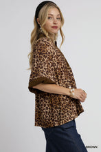 Delilah Leopard Print Pleated Sleeve Blouse (Grey)