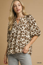 Fierce Whisper Leopard Print V-Neck Blouse (Cream)