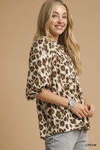 Fierce Whisper Leopard Print V-Neck Blouse (Cream)