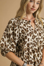 Fierce Whisper Leopard Print V-Neck Blouse (Cream)