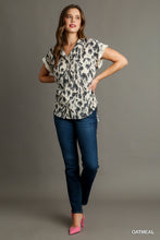 Savannah Soiree Animal Print Button Down Shirt  (Oatmeal)