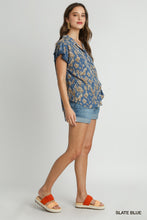 Savannah Soiree Animal Print Button Down Shirt  (Slate Blue)