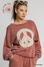 Lace Applique Mineral Wash Topt (Red Brown)