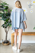 Flowy Washed Eyelet Top (Denim Blue)