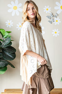 Flowy Washed Eyelet Top (Natural)