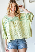 Daisy Days Washed Eyelet Top (Lime Green)