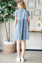 Washed Button Front Short Sleeve Tunic Dress Denim by Oli & Hali