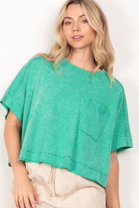 Easy Breezy Knit Pocket Tee (Green)