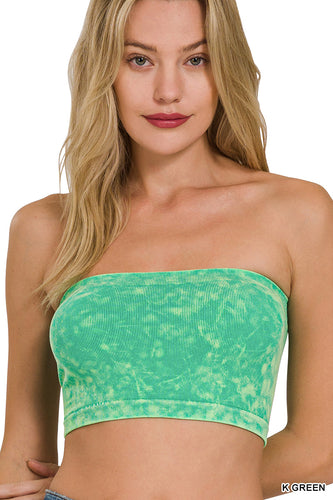 Washed Ribbed Seamless Tube Top (Kelly Green)