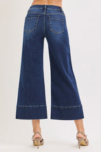 Tummy Control Mid Rise Crop Wide Pintuck Front Jeans (Dark)