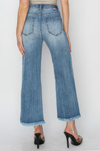 Risen High Rise Crop Wide Leg Fray Hem Jeans (Medium)