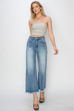 Risen High Rise Crop Wide Leg Fray Hem Jeans (Medium)