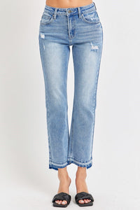 Mid Rise Ankle Straight Jeans (Light)