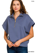 Scuba High Neck Half Zip Short Sleeve Pullover (Blue Indigo)