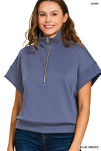 Scuba High Neck Half Zip Short Sleeve Pullover (Blue Indigo)
