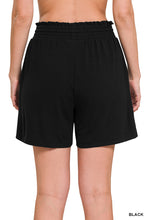 Drawstring Waist Paperbag Shorts (Black)