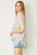 The Key West Beachy Animal Print Button Down Top (Pink Combo)