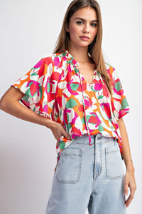 Santa Cruz Floral Printed Short Sleeve Top