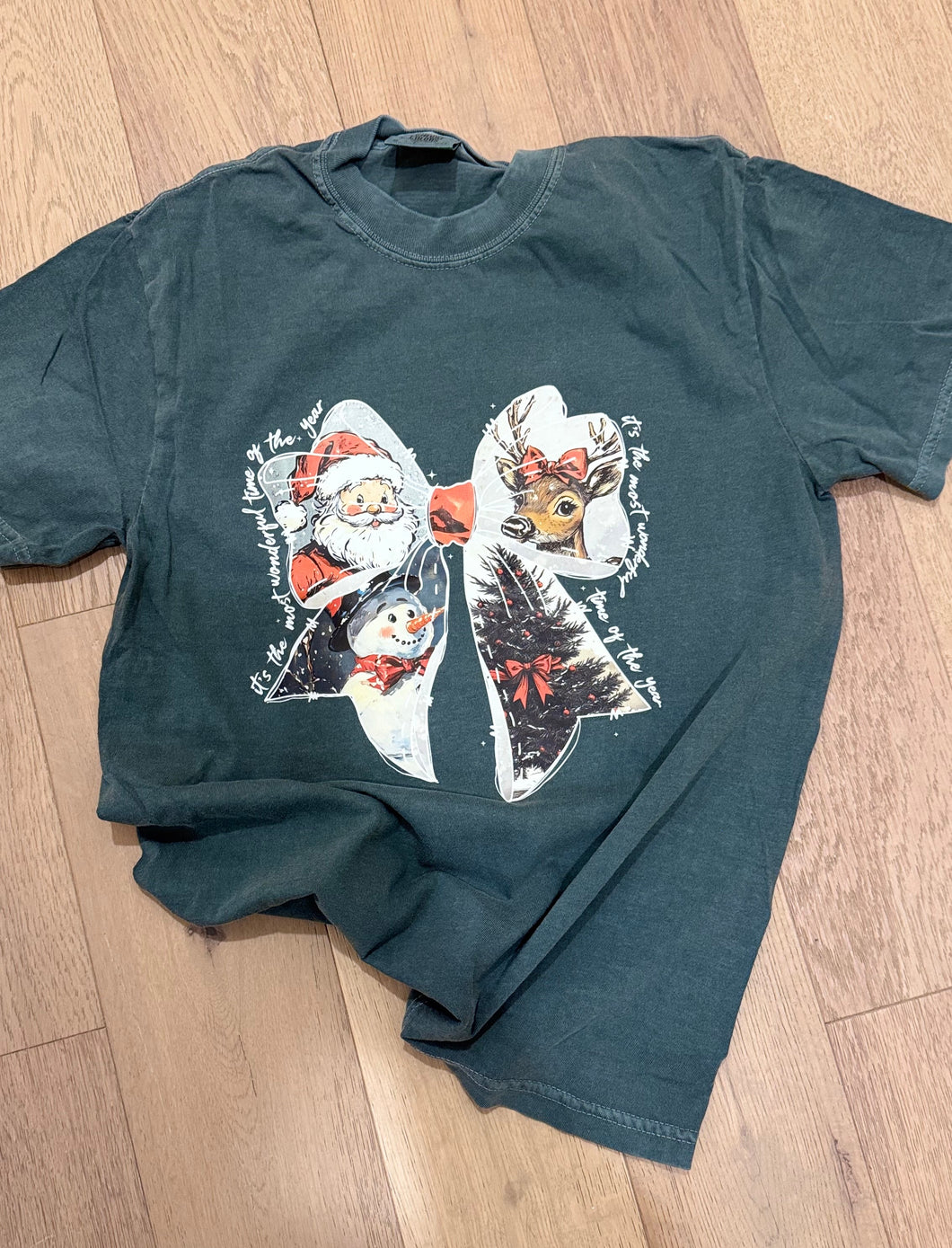 Bow Holiday Shirt (Dk Green)