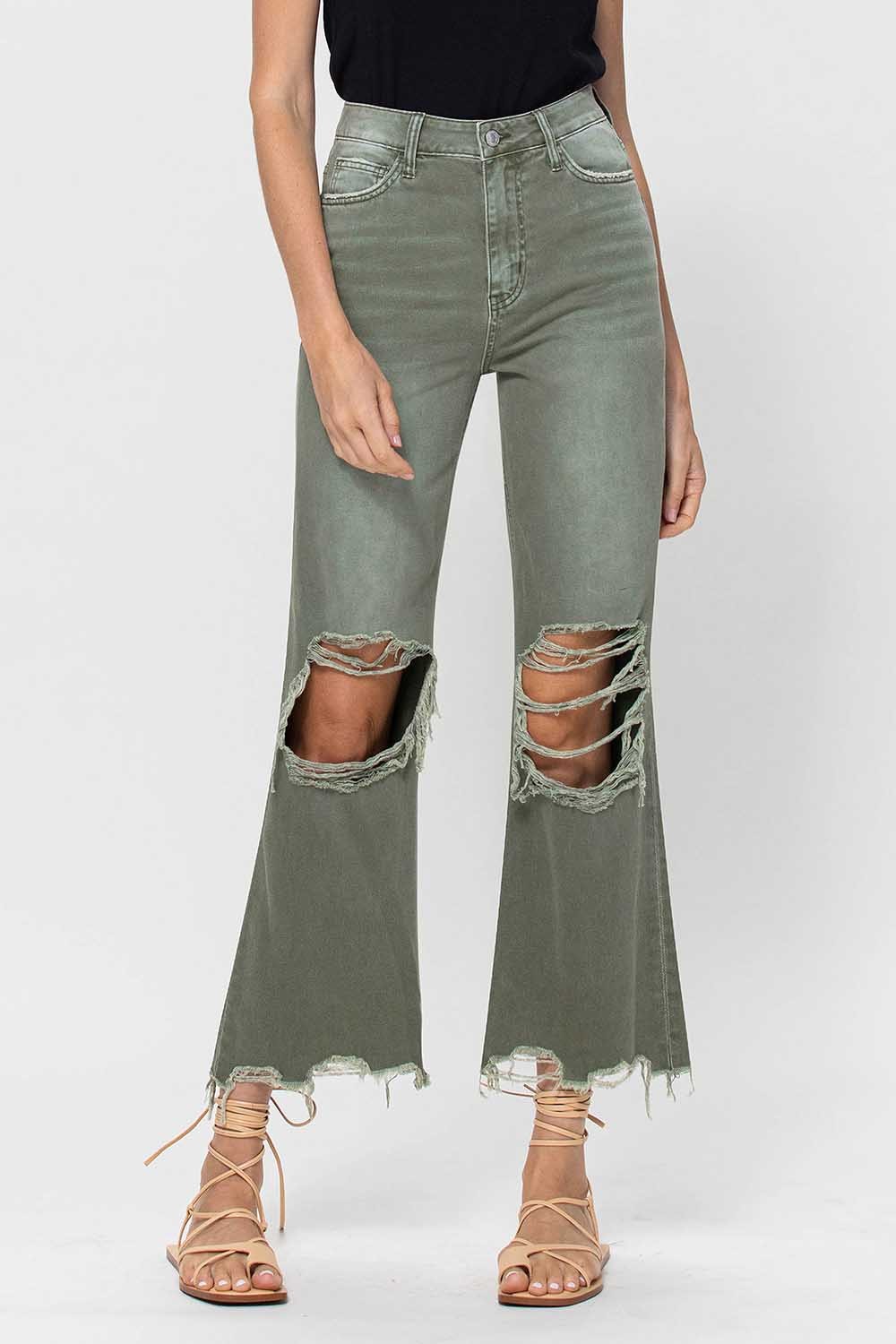 Vintage High Rise Crop Flare Jeans