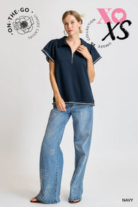 The Uptown Polo Zip Top (Navy)