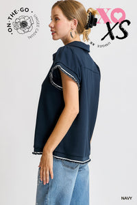 The Uptown Polo Zip Top (Navy)
