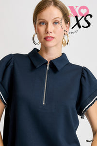 The Uptown Polo Zip Top (Navy)