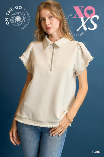 The Uptown Polo Zip Top (Ecru)