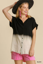 Ellie Bleached Dip Dye Button Down Top (Black)