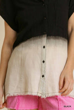 Ellie Bleached Dip Dye Button Down Top (Black)