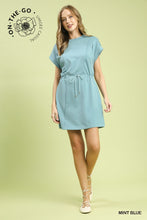 The Uptown Luxeknit Pleated Mini Dress (Mint Blue)