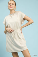 The Uptown Luxeknit Pleated Mini Dress (Ecru)