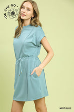 The Uptown Luxeknit Pleated Mini Dress (Mint Blue)