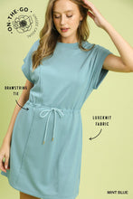 The Uptown Luxeknit Pleated Mini Dress (Mint Blue)