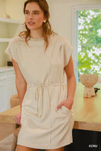 The Uptown Luxeknit Pleated Mini Dress (Ecru)