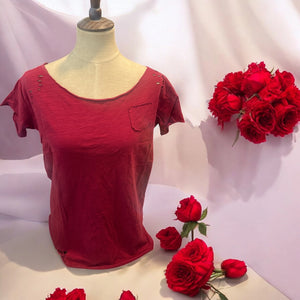 Tattered & Distressed Top (Cranberry)