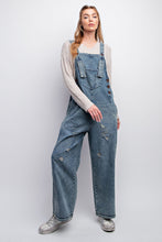 Lucy Distressed Washed Denim Overalls (Blue)
