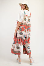 Flower Print Washed Twill Overalls (Blush/Mocha)