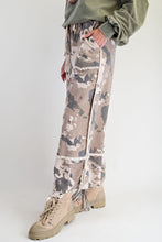 Camouflage Print Washed Terry Cloth Pants