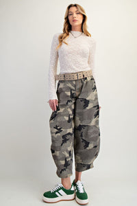Washed Camo Twill Barrel Pants (Olive Grey)