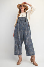 Animal Printed Washed Denim Overalls