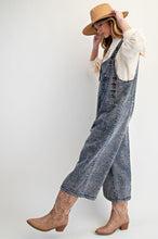 Animal Printed Washed Denim Overalls
