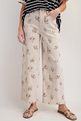 Western Printed Washed Twill Pants