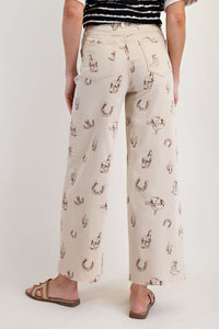 Western Printed Washed Twill Pants